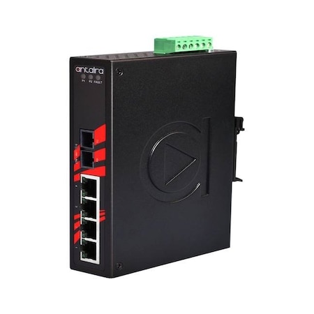 Antaira 5-Port Industrial Unmanaged Ethernet Switch, w/4-10/100Tx + 1-100Fx *Single-Mode 30Km; EOT LNX-0501-S3-T